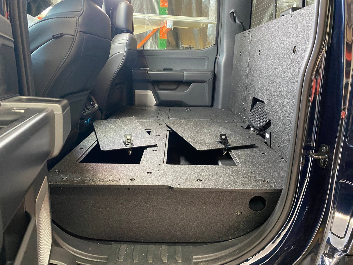 Ford Super Duty Ford - F250 - F550 - 2023 - Present - 5th Gen. Crew Cab - Second Row Seat Delete Plate System with Factory B&O Subwoofer Center Wall with Exterior Port - Xtrusion Overland