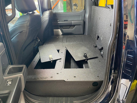 Ford Super Duty Ford - F250 - F550 - 2023 - Present - 5th Gen. Crew Cab - Second Row Seat Delete Plate System with Factory B&O Subwoofer Center Wall with Exterior Port - Xtrusion Overland