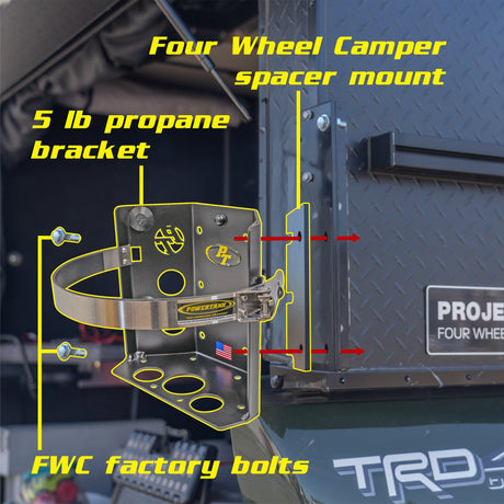 Four Wheel Camper Mount for 5 lb propane tank bracket - Xtrusion Overland
