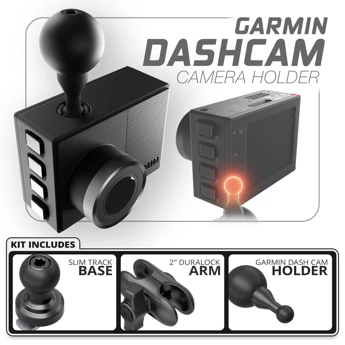 Garmin Dash Cam | Slim Track Base | 2" DuraLock Arm - Xtrusion Overland