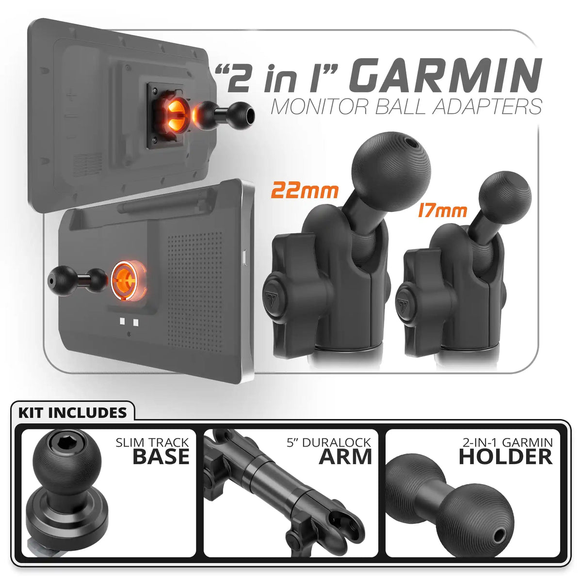Garmin | Slim Track Base | 5" DuraLock Arm - Xtrusion Overland