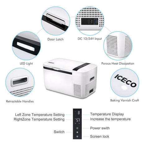 GO20 Dual Zone 12V Portable Freezer - White | ICECO | 20 LT - Xtrusion Overland