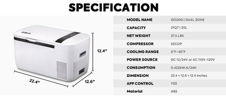 GO20 Dual Zone 12V Portable Freezer - White | ICECO | 20 LT - Xtrusion Overland