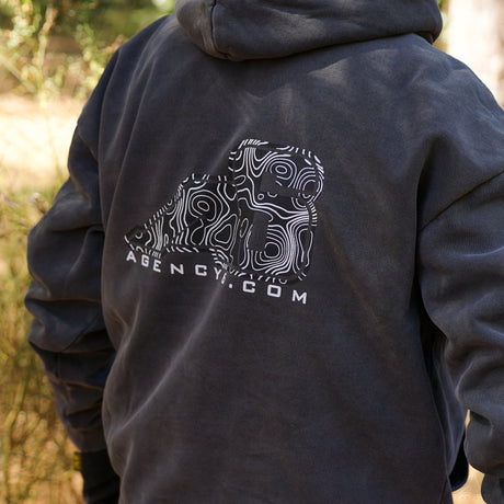 Hooded Sweatshirt - A6 Topographic Logo - Pigment Black - Xtrusion Overland