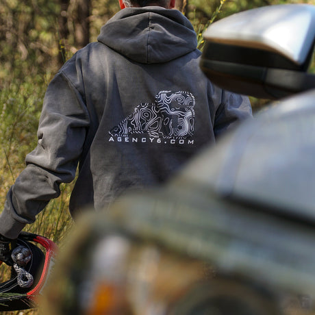Hooded Sweatshirt - A6 Topographic Logo - Pigment Black - Xtrusion Overland