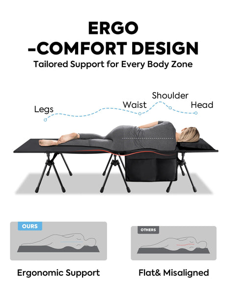 Portable L Size Camping Cot in Black | ICECO