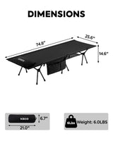 Portable L Size Camping Cot in Black | ICECO
