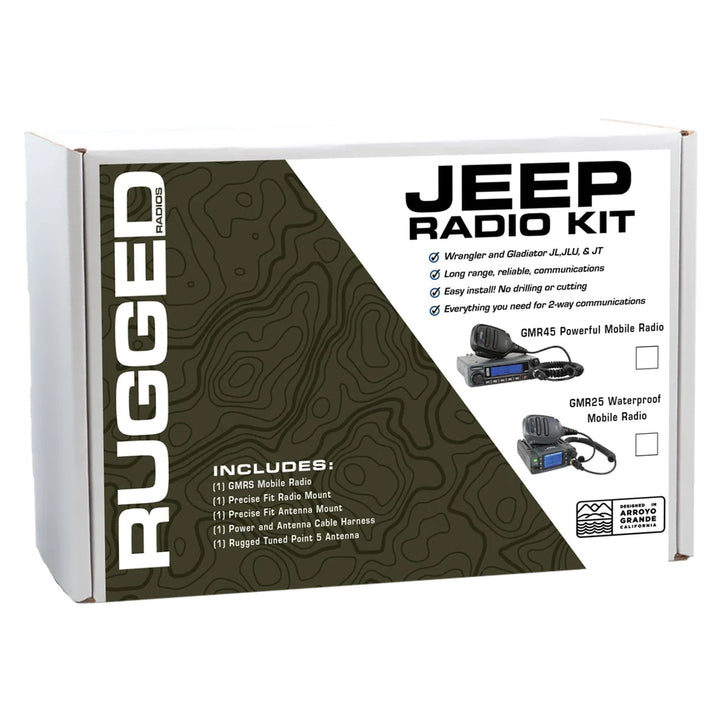 Rugged Radios Jeep Wrangler JL, JLU, and Gladiator JT Two-Way GMRS Mobile Radio Kit