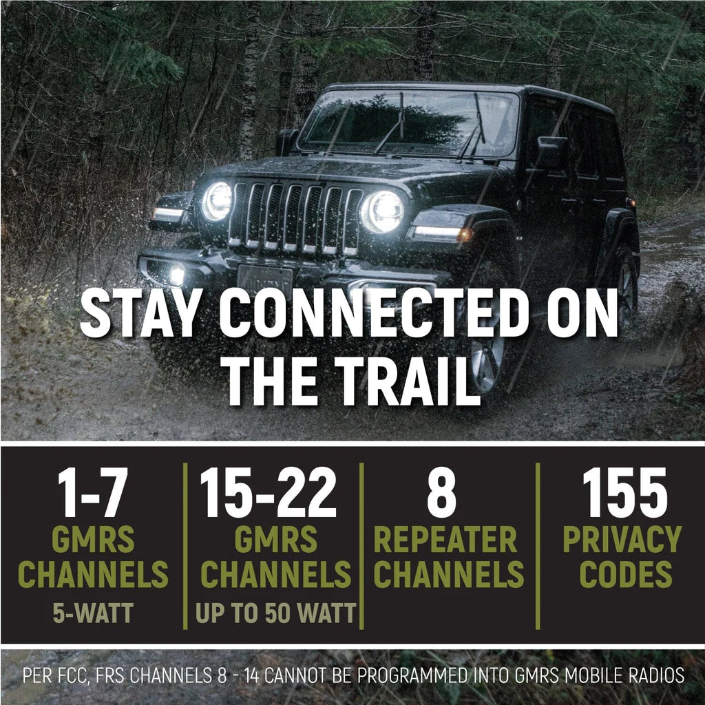 Rugged Radios Jeep Wrangler JL, JLU, and Gladiator JT Two-Way GMRS Mobile Radio Kit