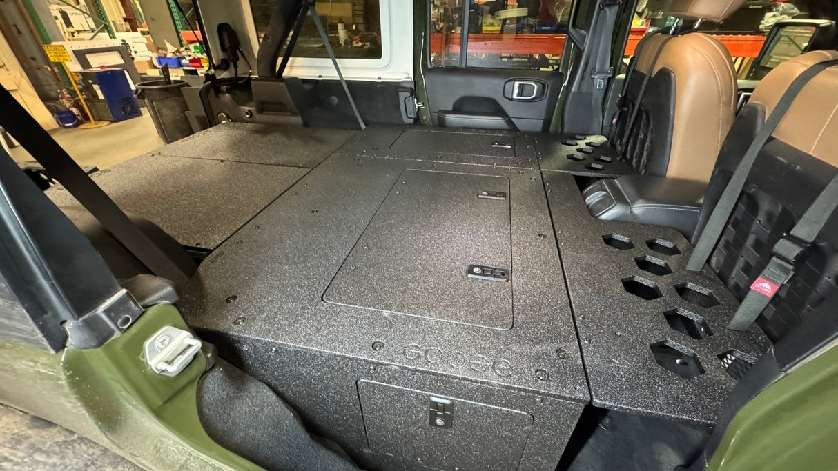 Jeep Wrangler 2018 - 2023 JLU 4 Door - Second Row Seat Delete Plate System - 8" or 10" Module Based - Xtrusion Overland