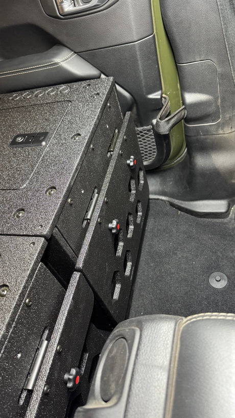 Jeep Wrangler 2018 - 2023 JLU 4 Door - Second Row Seat Delete Plate System - 8" or 10" Module Based - Xtrusion Overland