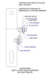 Jeep Wrangler 2018 - Present JLU 4 Door - 60% Seat Delete Bracket - Xtrusion Overland