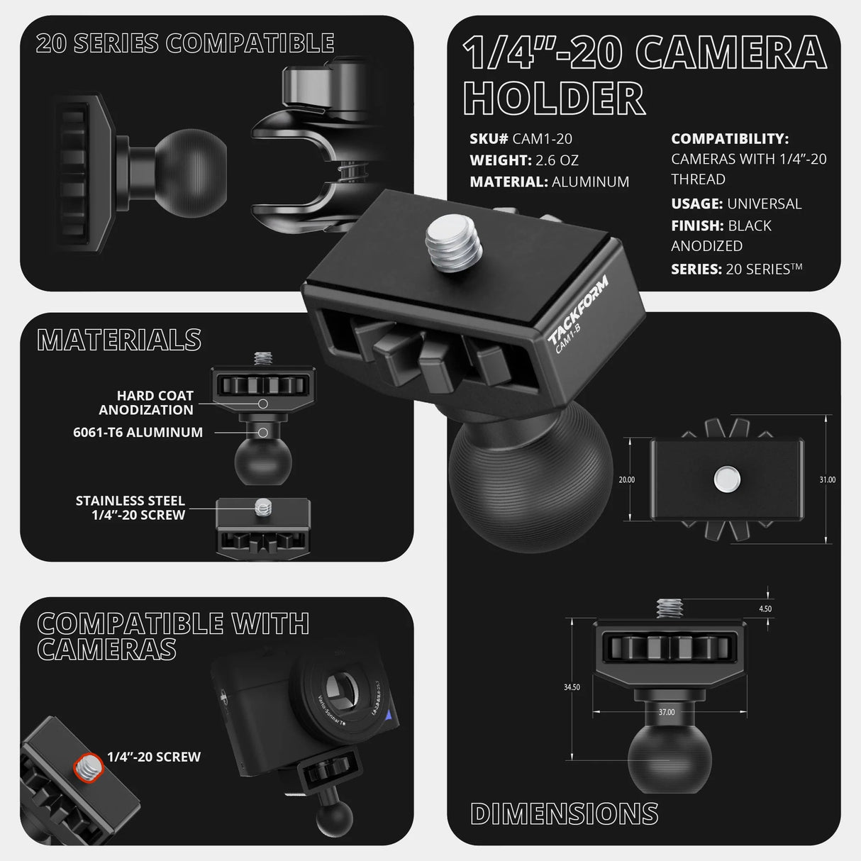 LINK™ Camera Mount | Accessory Ready Dash and Grab Handle Compatible | 2021+ Ford Bronco | 3.5" Arm - Xtrusion Overland