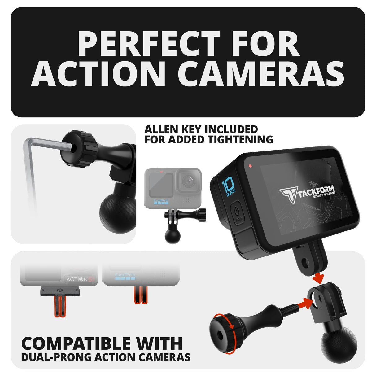 LINK™ GoPro Mount | Accessory Ready Dash and Grab Handle Compatible | 2021+ Ford Bronco | 3.5" Arm - Xtrusion Overland