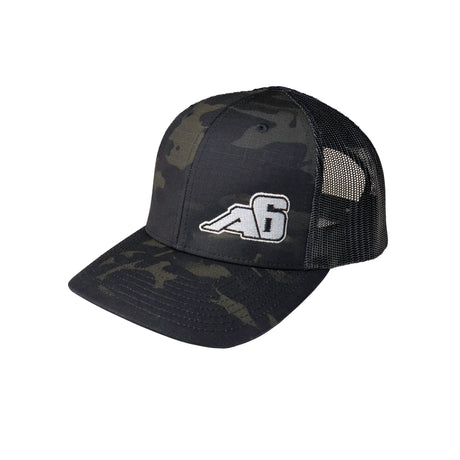 Low Pro Trucker Snap - Back Hat - Black/Grey with A6™ Embroidered Logo - Xtrusion Overland