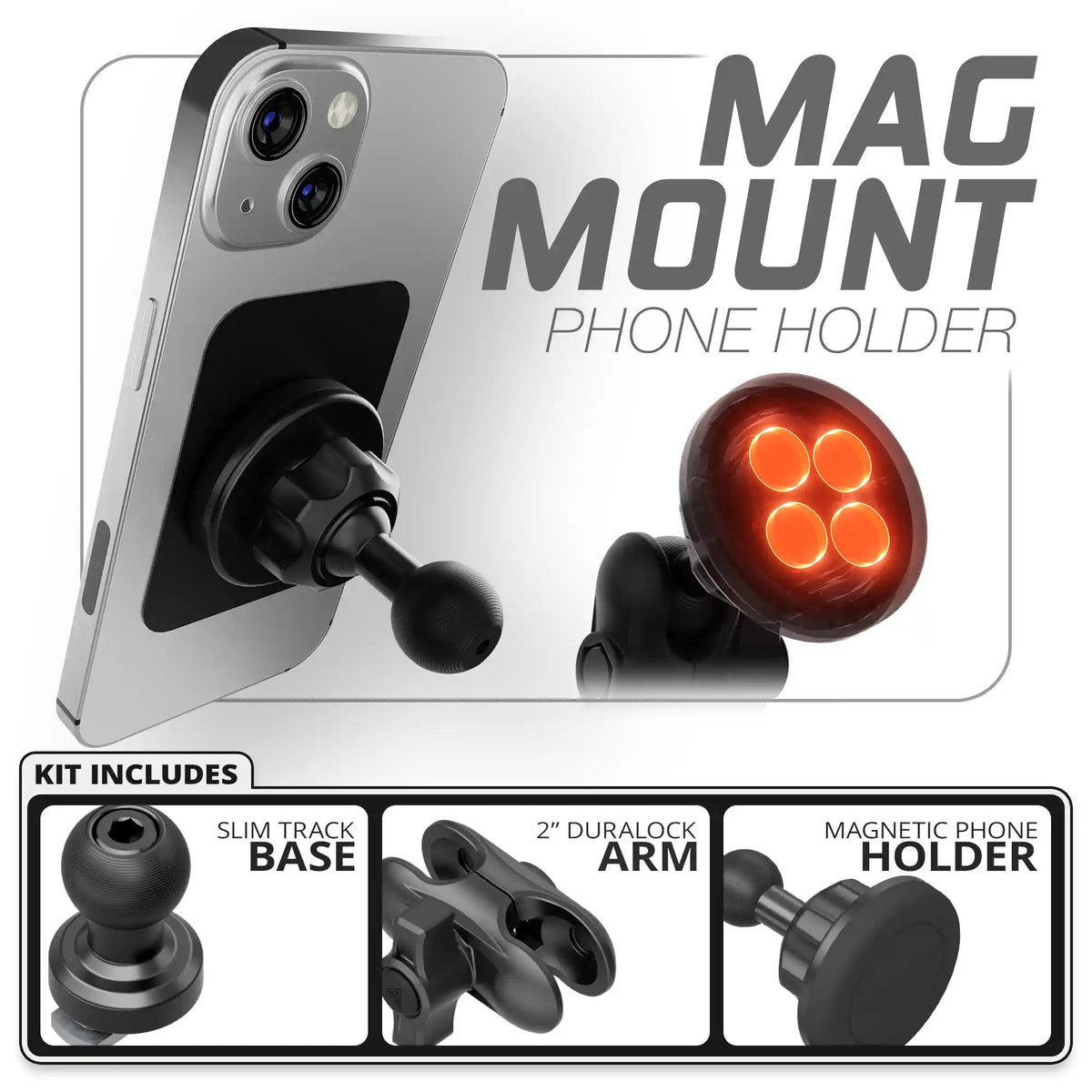 Magnetic Phone Holder | Slim Track Base | 2" DuraLock Arm - Xtrusion Overland