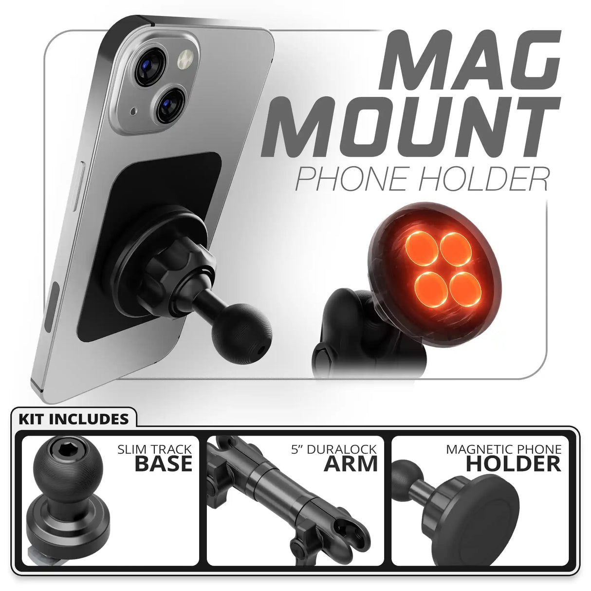 Magnetic Phone Holder | Slim Track Base | 5" DuraLock Arm - Xtrusion Overland