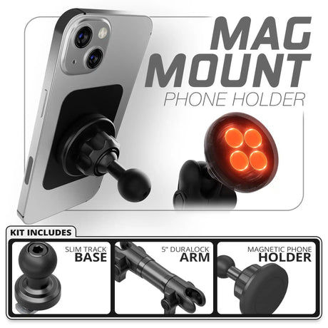Magnetic Phone Holder | Slim Track Base | 5" DuraLock Arm - Xtrusion Overland