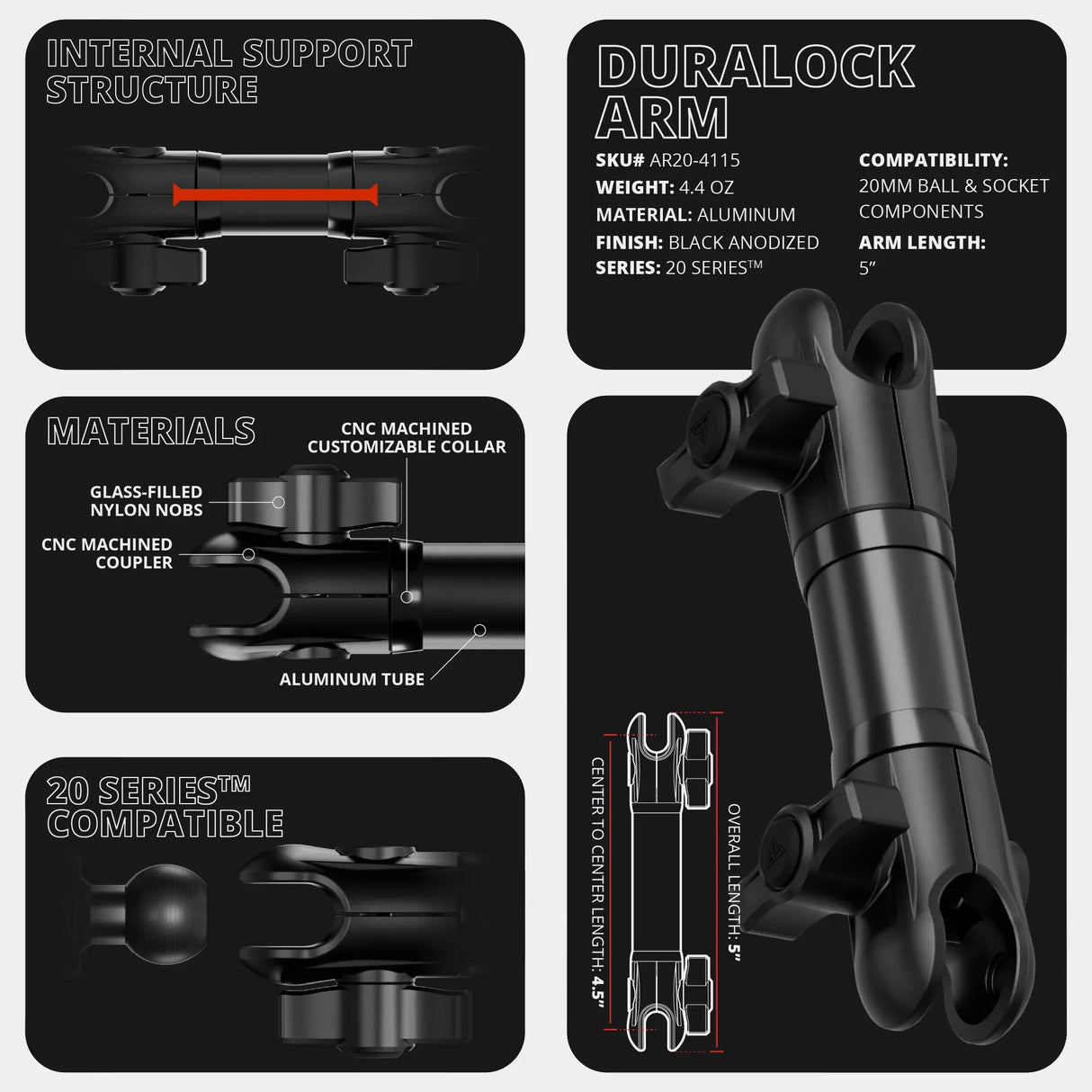 Magnetic Tablet Holder | Slim Track Base | 5" DuraLock™ Arm - Xtrusion Overland