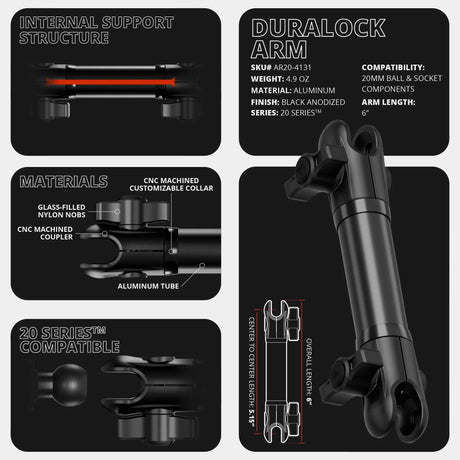 Magnetic Tablet Holder | Slim Track Base | 6" DuraLock™ Arm - Xtrusion Overland