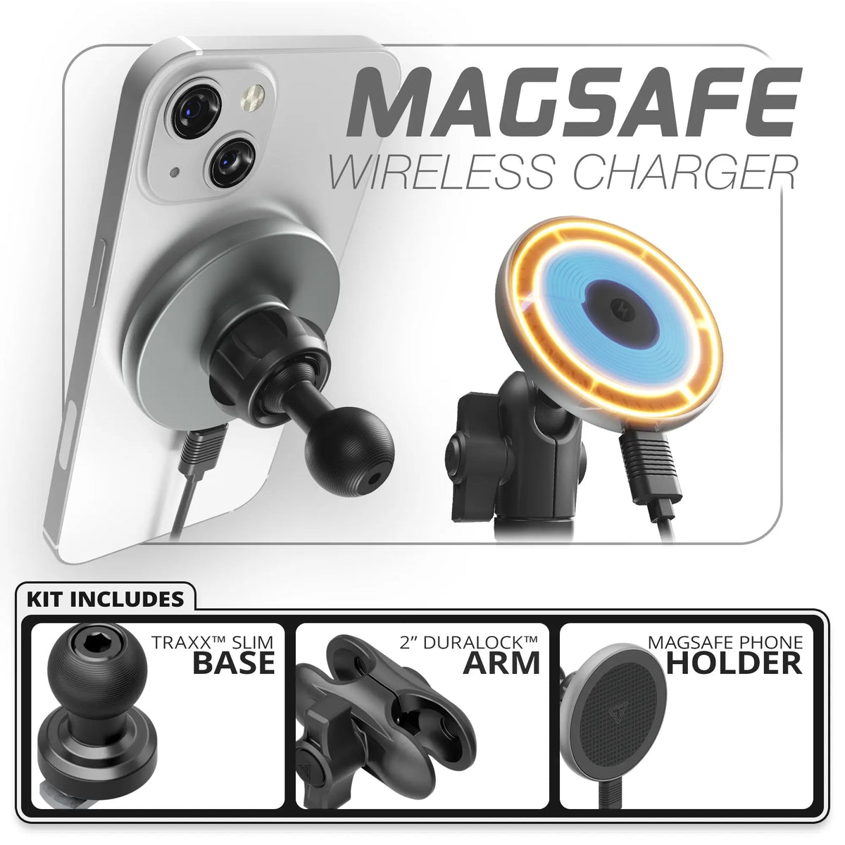MagSafe Charging Phone Holder | Slim Track Base | 2" DuraLock Arm - Xtrusion Overland