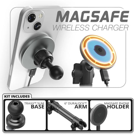 MagSafe Charging Phone Holder | Slim Track Base | 6" DuraLock Arm - Xtrusion Overland