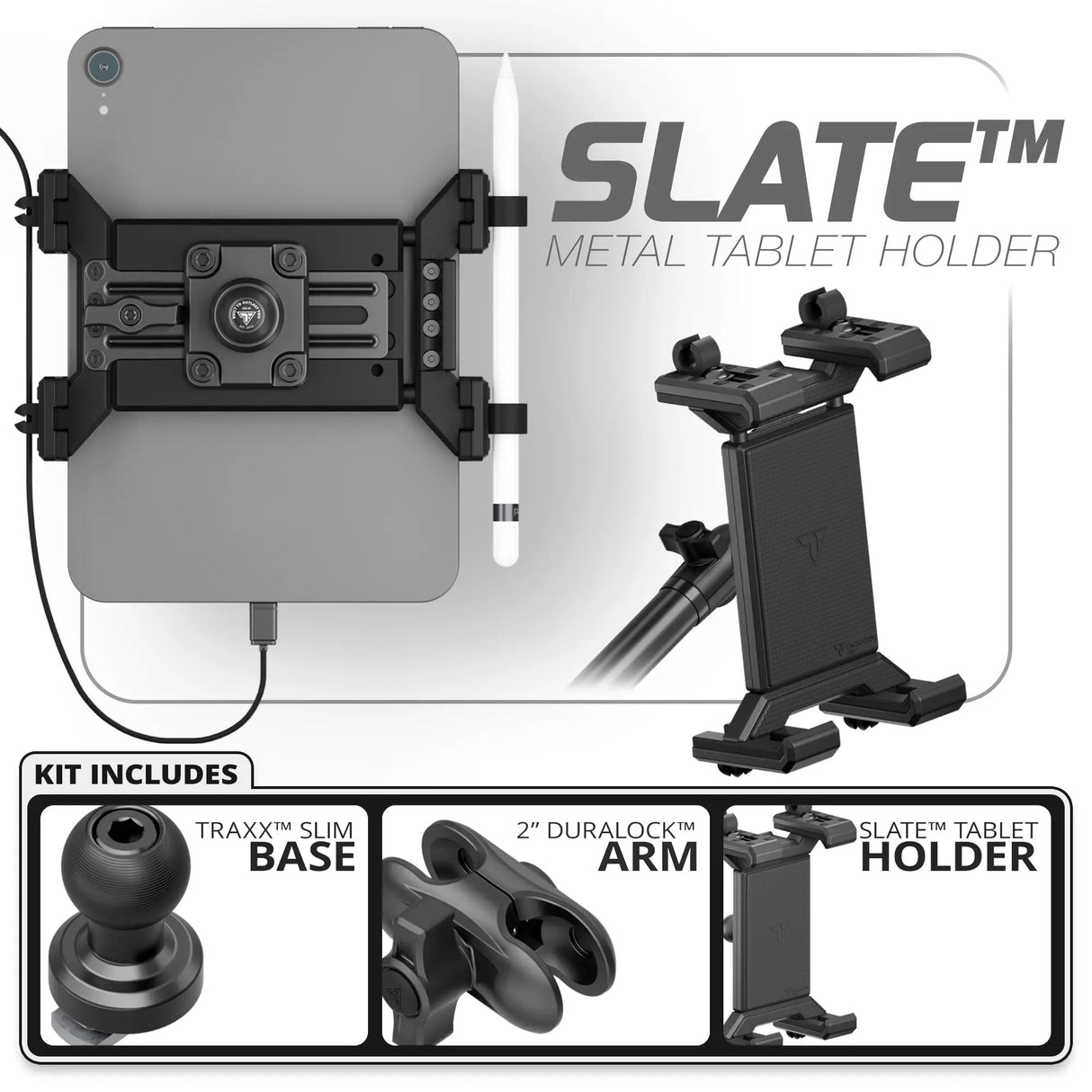 Metal Tablet Holder | Slim Track Base | 2" DuraLock Arm - Xtrusion Overland