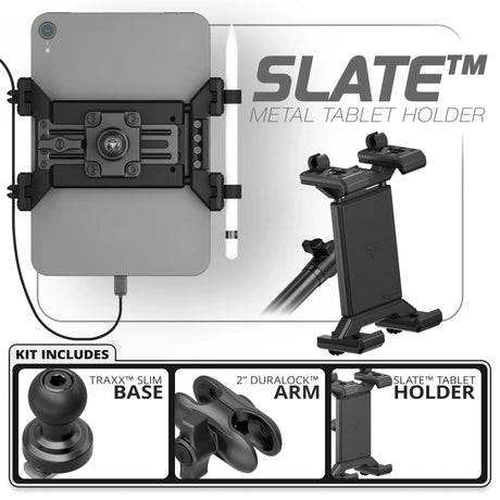 Metal Tablet Holder | Slim Track Base | 2" DuraLock Arm - Xtrusion Overland