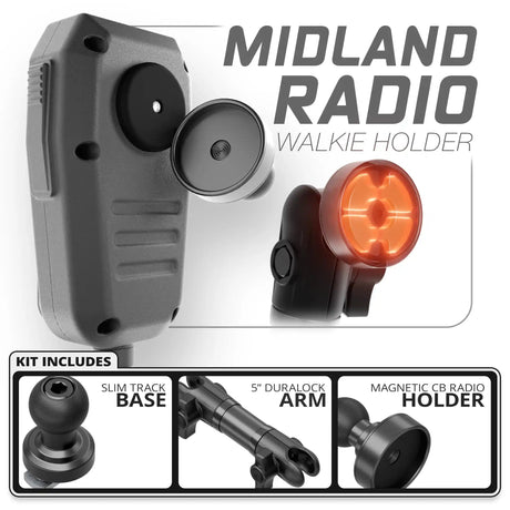 Midland MXT CB Mic | Slim Track Base | 5" DuraLock Arm - Xtrusion Overland