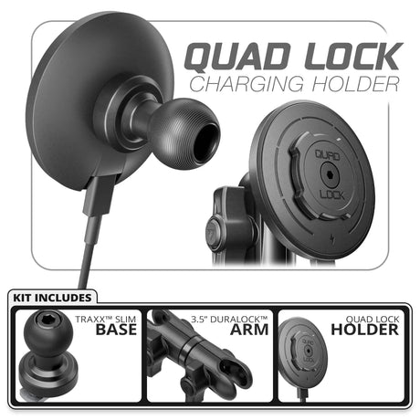 Quad Lock MAG™ Wireless Charging Phone Holder | Slim Track Base | 3.5" DuraLock Arm - Xtrusion Overland