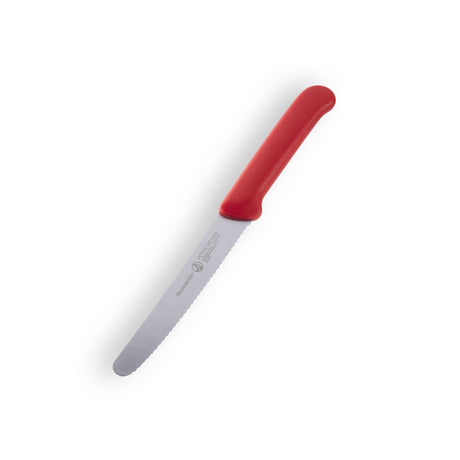 Red Serrated Tomato Knife with Matching Sheath - 4.5" - Xtrusion Overland