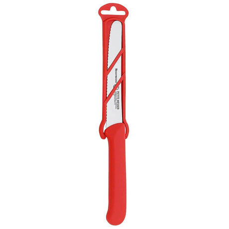 Red Serrated Tomato Knife with Matching Sheath - 4.5" - Xtrusion Overland