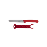 Red Serrated Tomato Knife with Matching Sheath - 4.5" - Xtrusion Overland