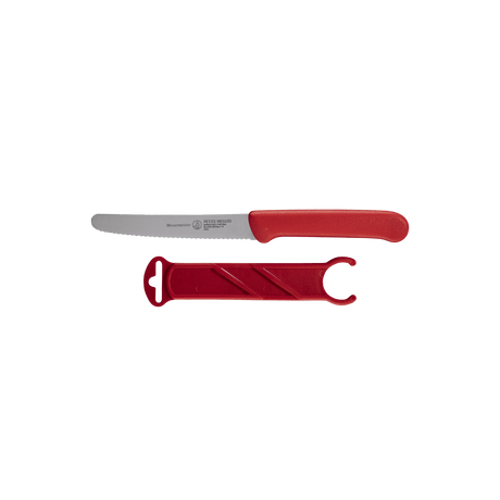 Red Serrated Tomato Knife with Matching Sheath - 4.5" - Xtrusion Overland