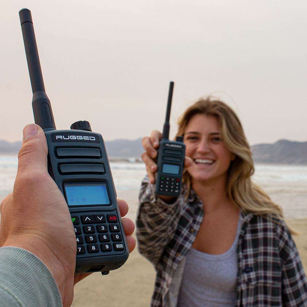Rugged Radios 2 PACK - GMR2 GMRS and FRS Two Way Handheld Radios - High Visibility Safety Yellow