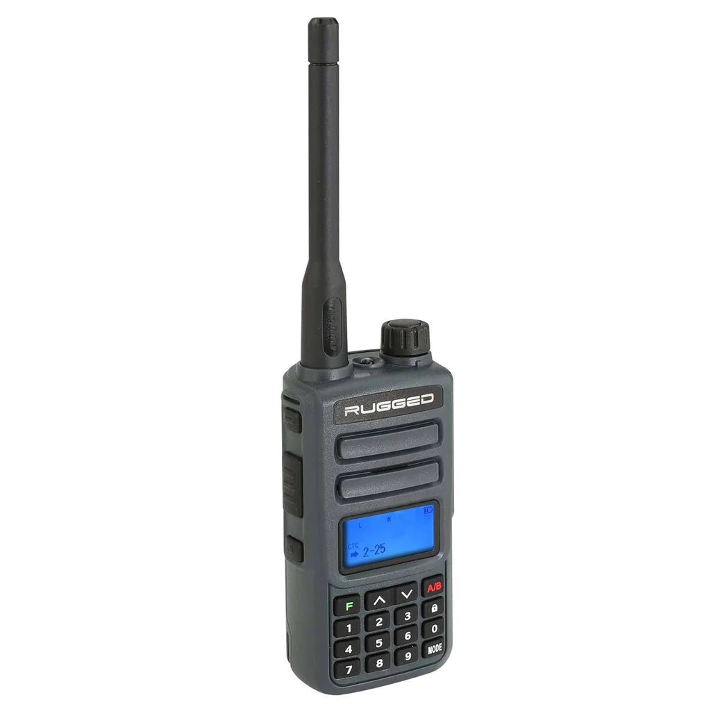 Rugged Radios GREAT OUTDOORS PACK - GMR2 GMRS and FRS Two Way Handheld Radios with Lapel Mics and XL Batteries