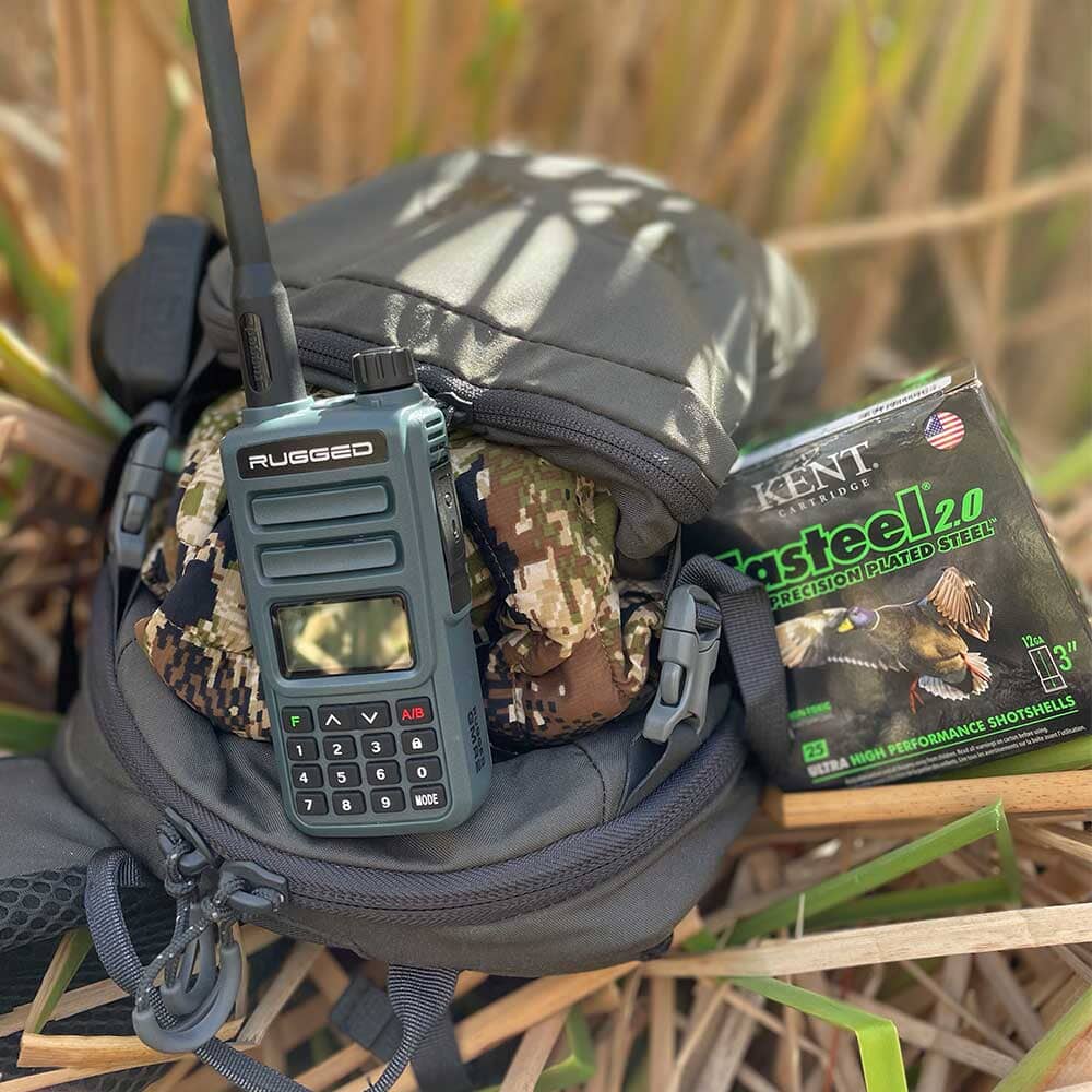 Rugged Radios GREAT OUTDOORS PACK - GMR2 GMRS and FRS Two Way Handheld Radios with Lapel Mics and XL Batteries