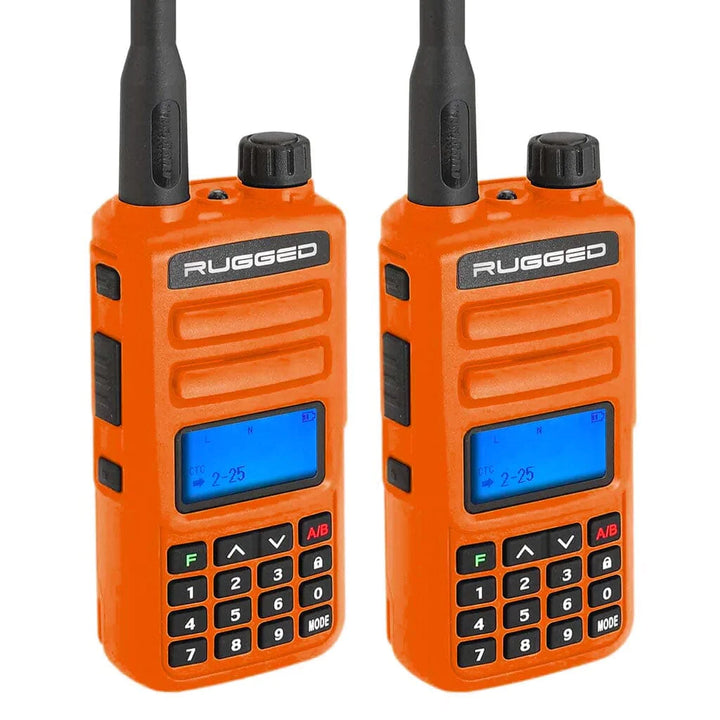 Rugged Radios 2 PACK - GMR2 GMRS and FRS Two Way Handheld Radios - Safety Orange