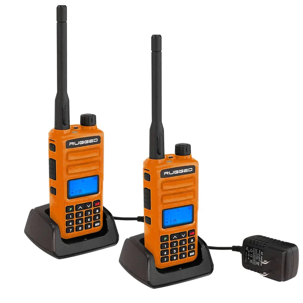 Rugged Radios 2 PACK - GMR2 GMRS and FRS Two Way Handheld Radios - Safety Orange