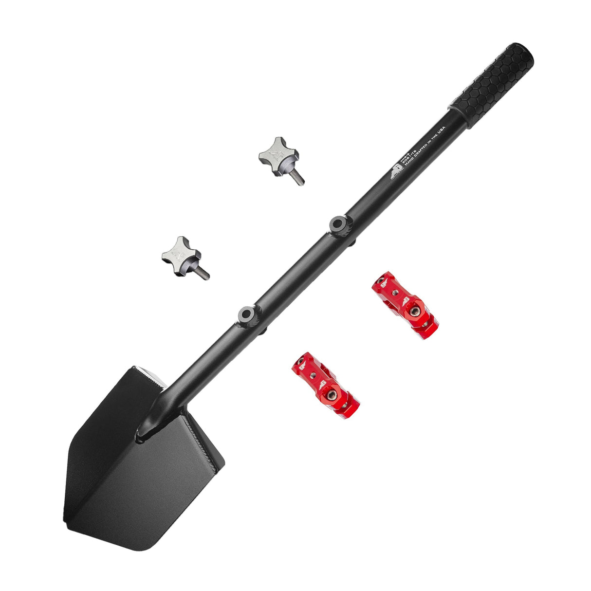 Shovel / Mount Combo - Black LONG Shovel / Red UMD with Knobs - Xtrusion Overland