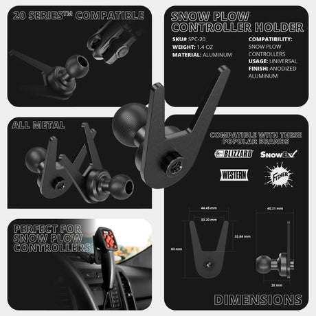 Snow Plow Controller Holder | Slim Track Base | 5" DuraLock Arm - Xtrusion Overland