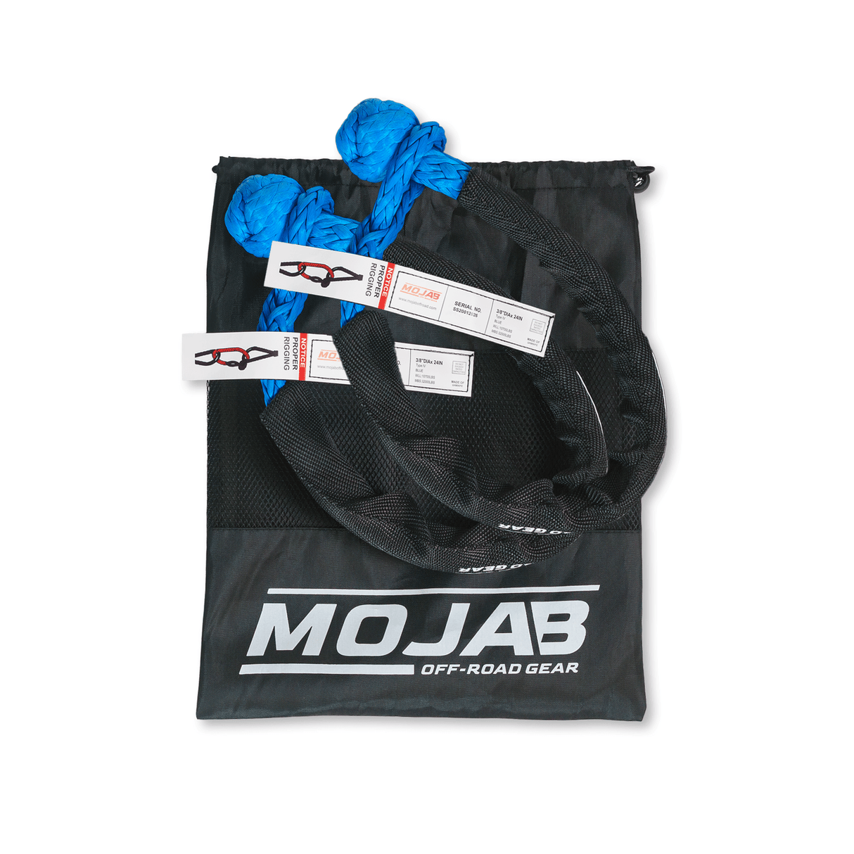 Soft Shackle 3/8'' x 24” with sleeve and bag (Set of 2 Shackles) (Lifetime Warranty) - Xtrusion Overland