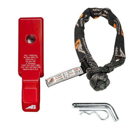 Agency 6 Soft Shackle Recovery Block with Soft Shackle & Hitch Pin – 2" Receiver