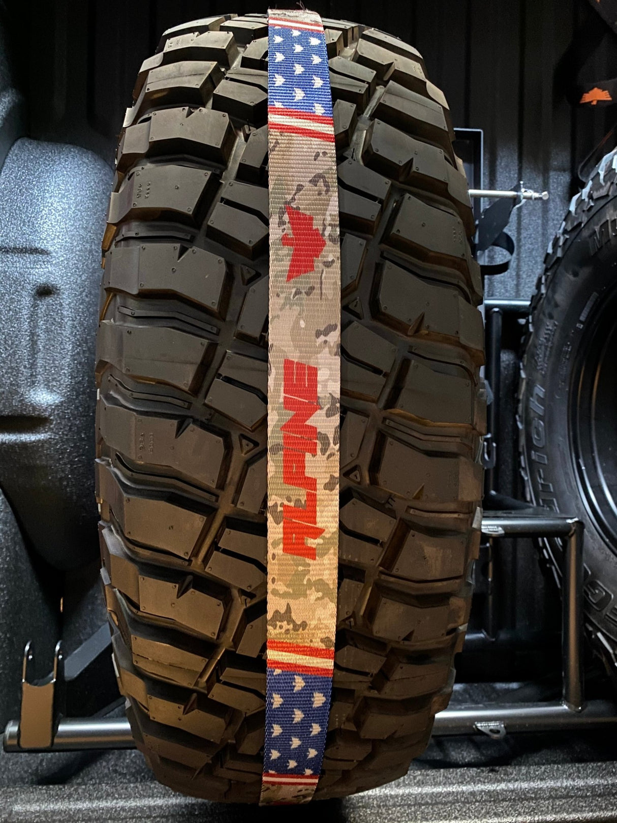 Stars and Camo Tire Tie Down (Single Strap) - Xtrusion Overland