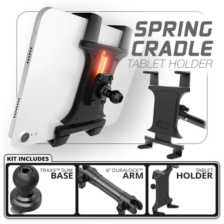 Tablet Spring Cradle | Slim Track Base | 6" DuraLock Arm - Xtrusion Overland