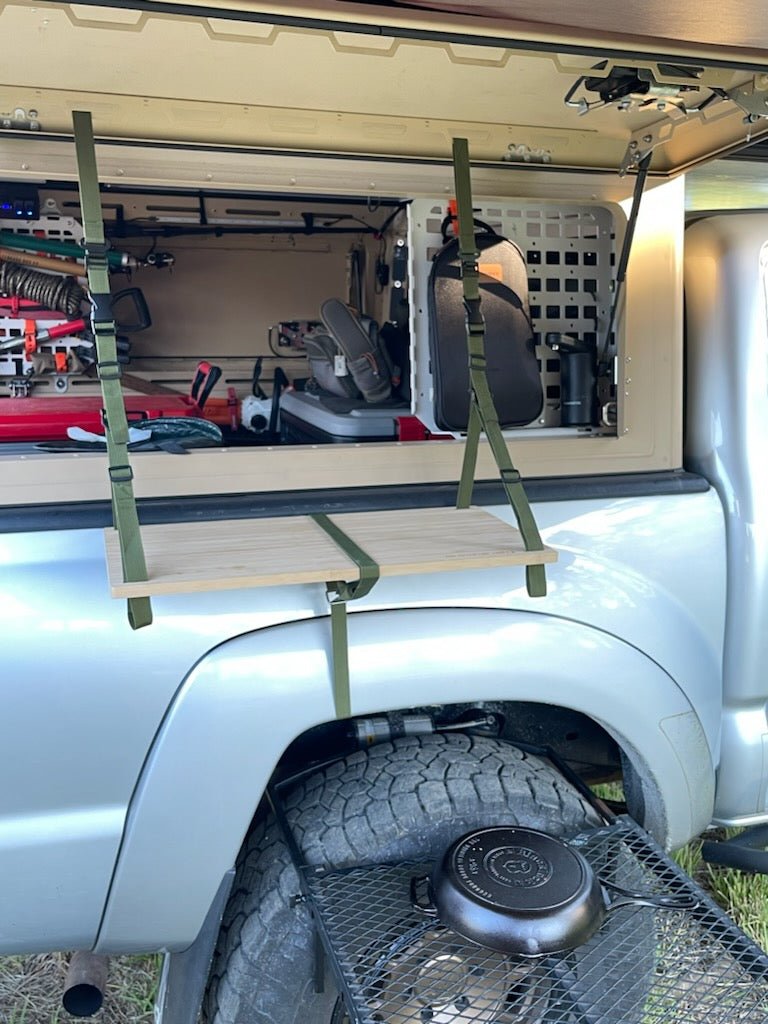 Tire Table Hanging Shelf for Vanlife & Camping - Xtrusion Overland