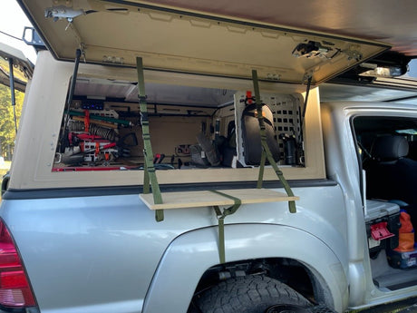 Tire Table Hanging Shelf for Vanlife & Camping - Xtrusion Overland