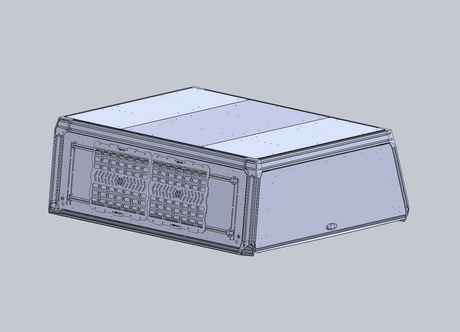 3d render of XO.SKLTN Molle panels installed on the 1050 series topper side braces