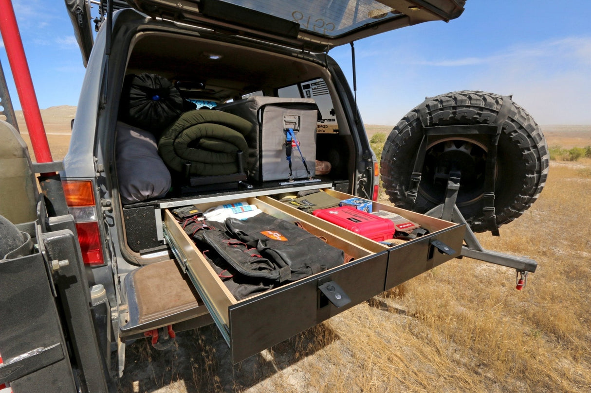 Toyota Land Cruiser 1991 - 1997 80 Series - Side x Side Drawer Module with Fitted Top Plate - 43 - 3/8" W x 8" H x 40" D - Xtrusion Overland