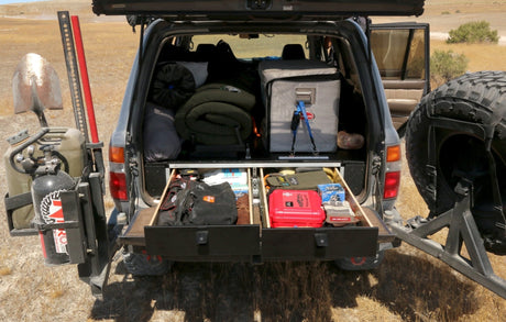 Toyota Land Cruiser 1991 - 1997 80 Series - Side x Side Drawer Module with Fitted Top Plate - 43 - 3/8" W x 8" H x 40" D - Xtrusion Overland